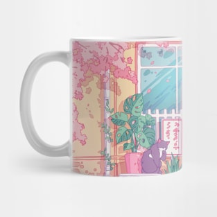 The stray cats, wending machine and pink cherry blossom Mug